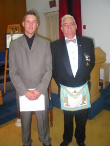 September - Our newest Brother: Bro. Chris Marlok with sponsor W. Bro. Al Stonier.