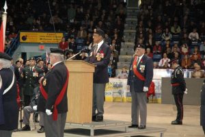 Remembrance Day 2006. Brother Lloyd Hartley of Nickel Lodge at the podium.