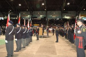 Remembrance Day 2006. Brother Lloyd Hartley of Nickel Lodge at the podium.