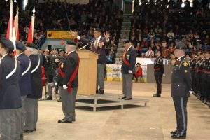 Remembrance Day 2006. Brother Lloyd Hartley of Nickel Lodge at the podium.