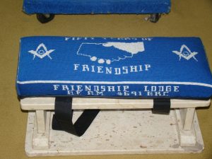 50th Anniversary Kneeling Cushion. Designed by Bro. Stephen Fleming, Created by W. Bro. Milton Fleming, Financed by R.W. Bro Robert Fleming.