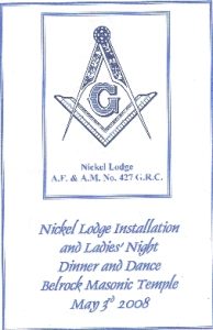 Ladies' Night following the Installation of Our Worshipful Master W. Bro. Clive Stephenson. Invitation poster.