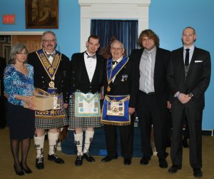 Our May Meeting - Installation. The Fleming Family attended Nickel Lodge Meeting and during a Call-Off and presented Bro. Stephen Fleming, Master Elect with a gavel.