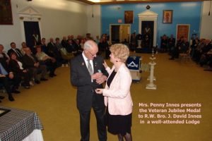 R.W. Bro. J. David Innes 50 Years a Freemason, April 12th 2014.