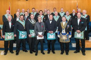 56th Reciprocal Visit from Friendship Lodge. Following the November Regular Meeting, Nickel Lodge Officers joined W. Bro. Ryan Lipic, the Worshipful Master of Friendship Lodge and his Officers after they Initiated Bro. Johnathon Levesque into Nickel Lodge.